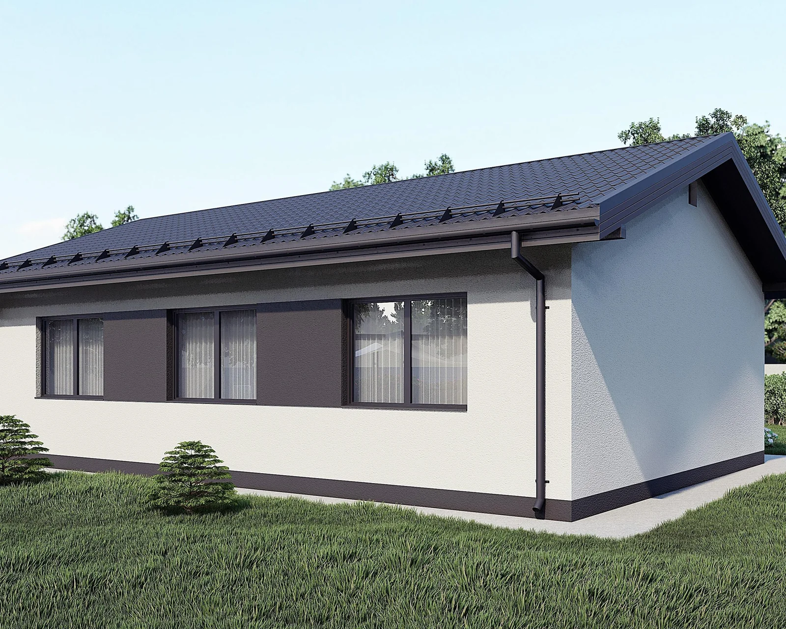 Проект компактного дома 82 м² — боковой фасад